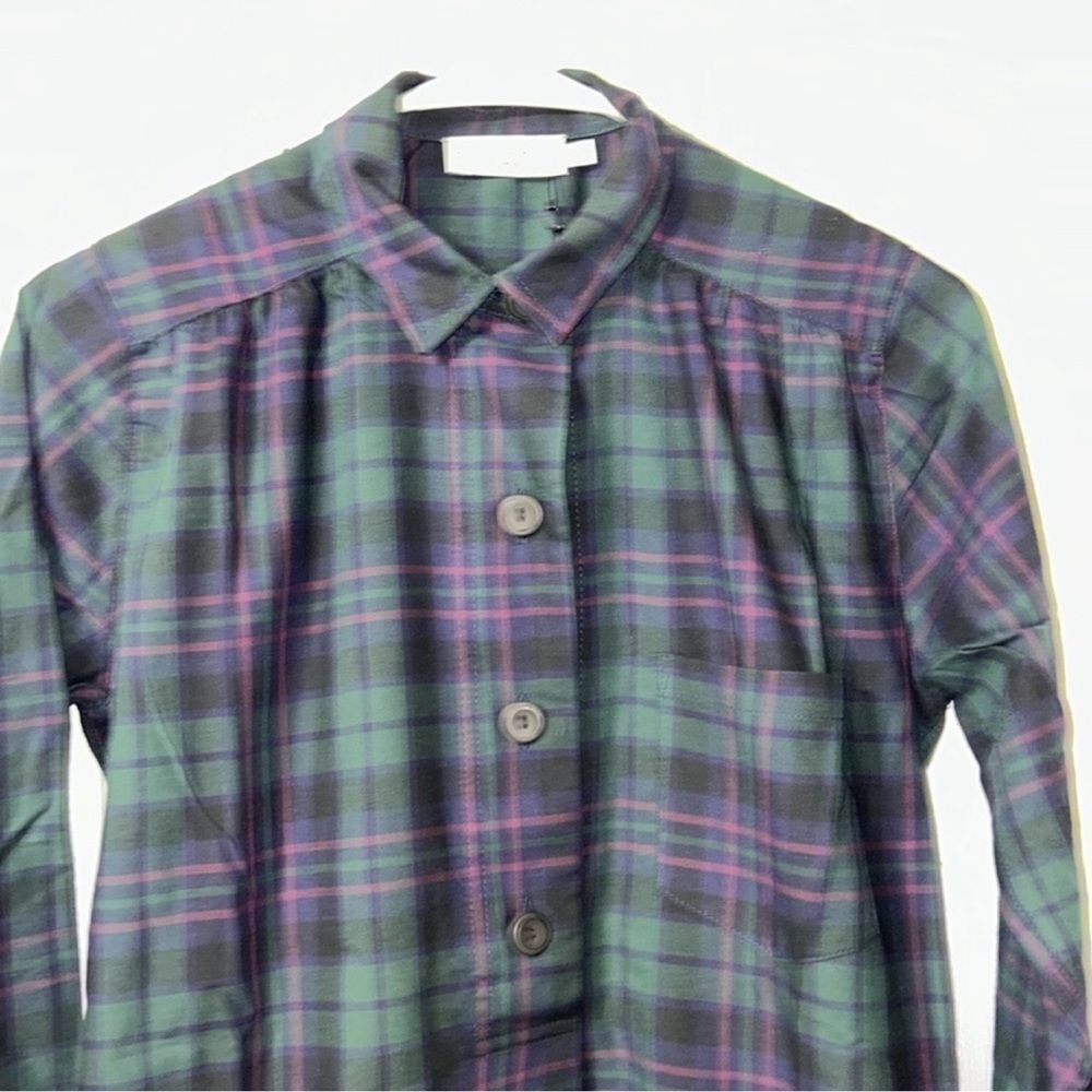 Harshman Plaid Green & Purple Cotton Plaid Shirt Oversized Tunic(Size Medium) - Picture 5 of 11